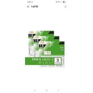 12‎ x 12 x 1 Standard Pleated Air Filter FPR 5, 3-Pack, Air Filters Replacement